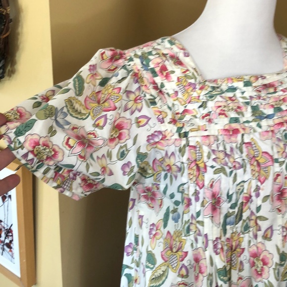 Vintage SUTA Floral Dress PinTuck Nepal BREEZY FUN Cottage Core Ruffle Flounce - Picture 2 of 8